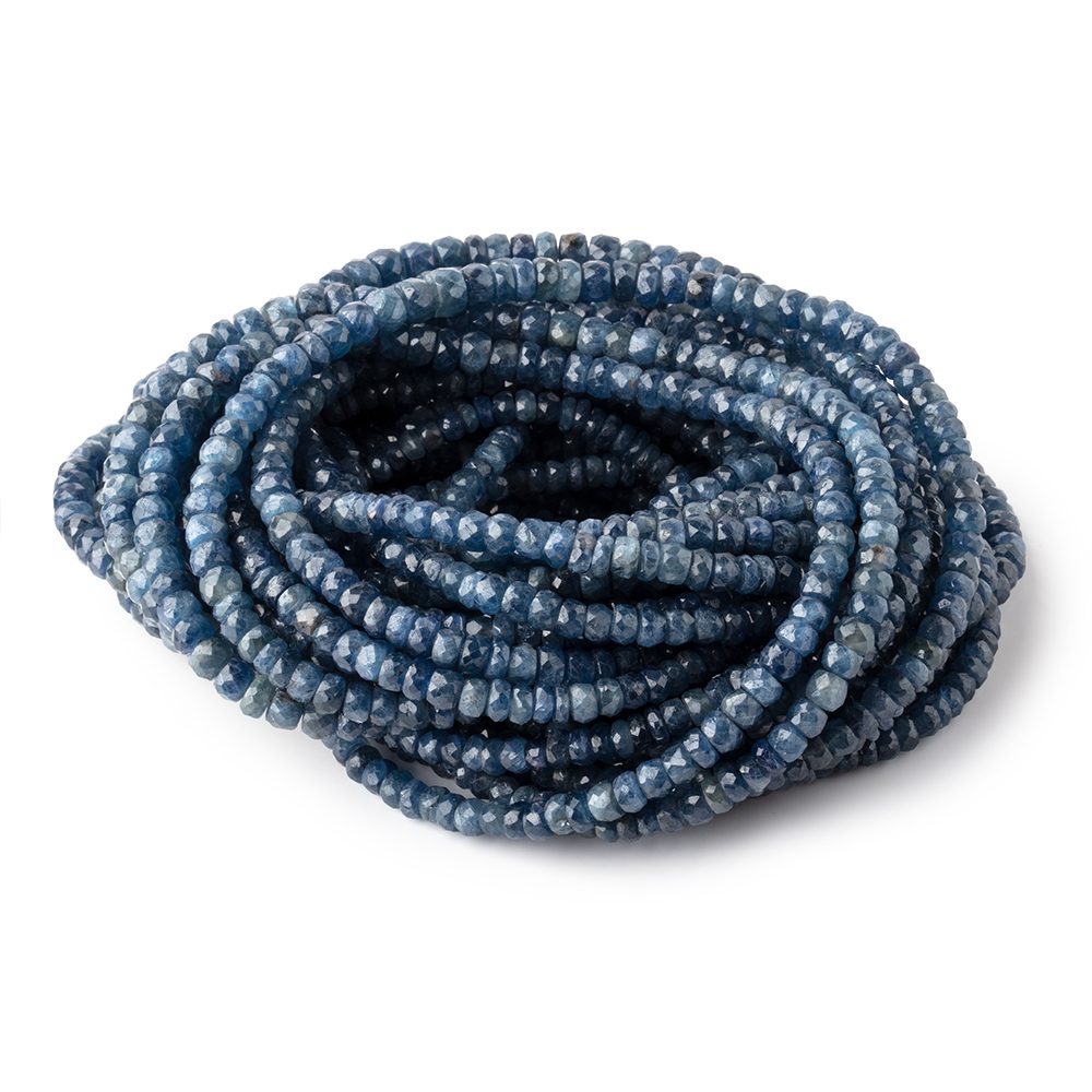 3-5.5mm Blue Sapphire Faceted Rondelle Beads 16 inch 156 pieces - Beadsofcambay.com