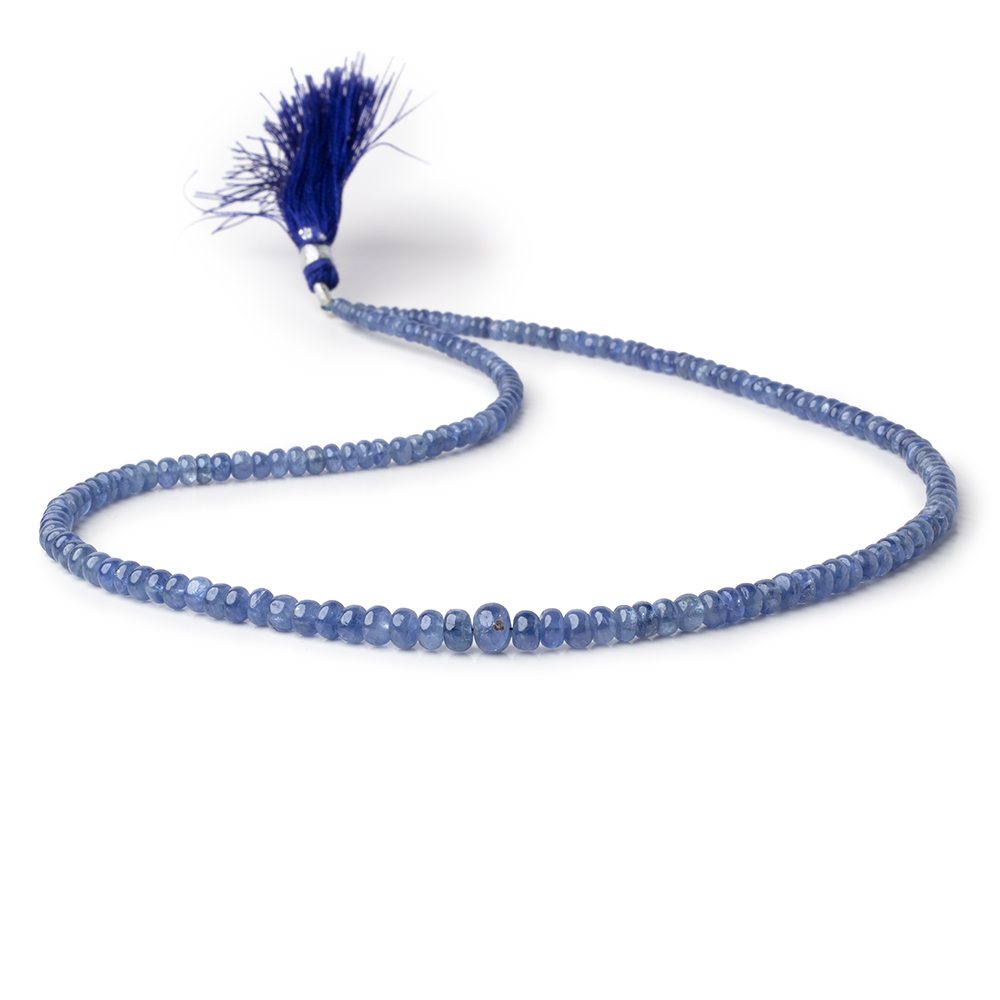 3-5.5mm Blue Sapphire Plain Rondelle Beads 16 inch 154 pieces AA - Beadsofcambay.com