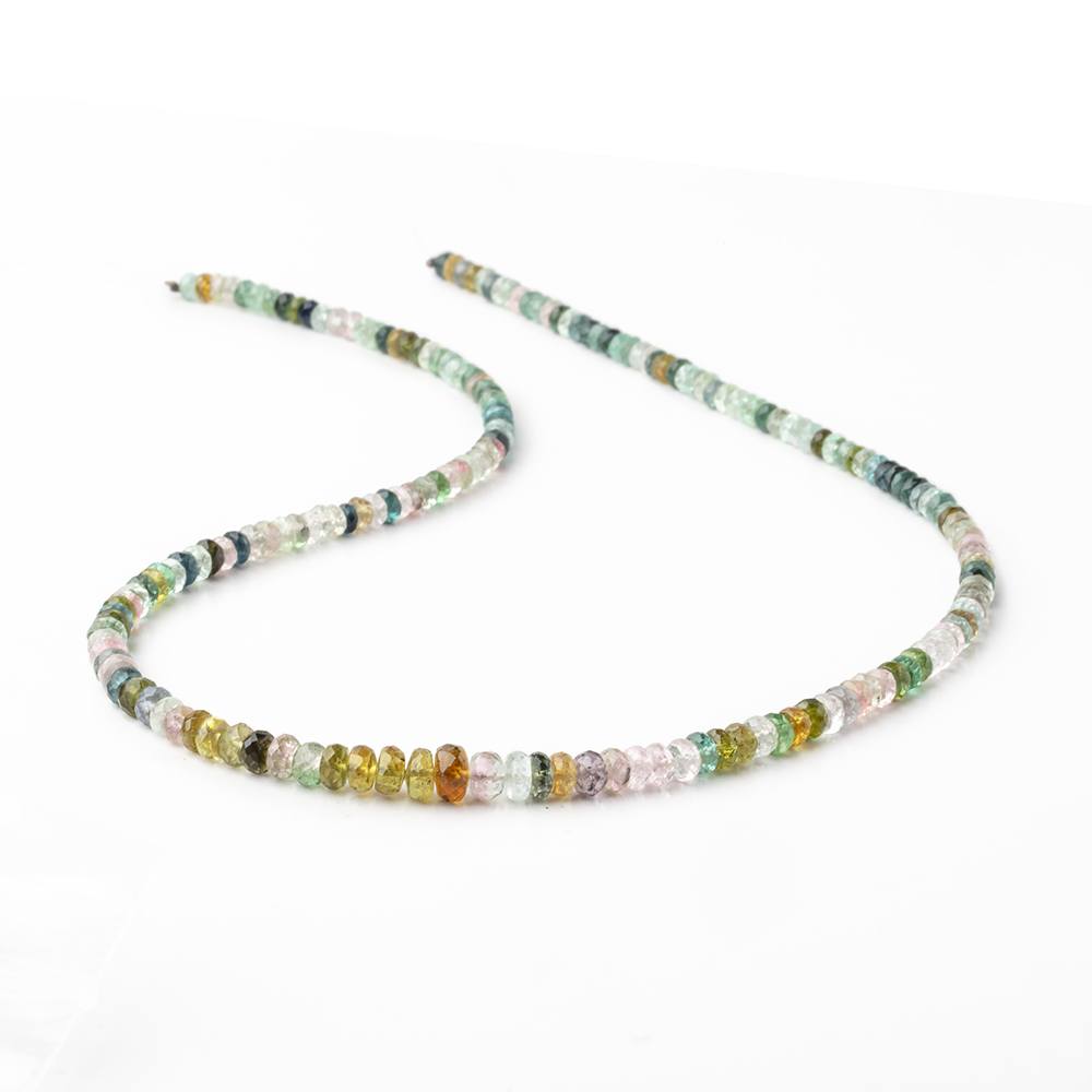 3-5.5mm Multi Color Tourmaline Faceted Rondelle Beads 16 inch 183 pieces - Beadsofcambay.com