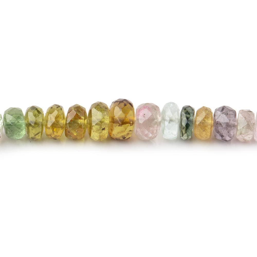 3-5.5mm Multi Color Tourmaline Faceted Rondelle Beads 16 inch 183 pieces - Beadsofcambay.com