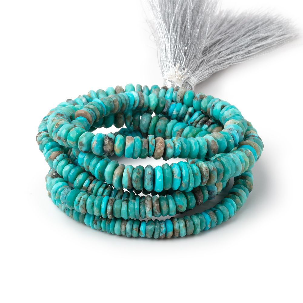 3-5.5mm Sleeping Beauty Turquoise Faceted Heshi Beads 15 inch 200 pieces AA - Beadsofcambay.com