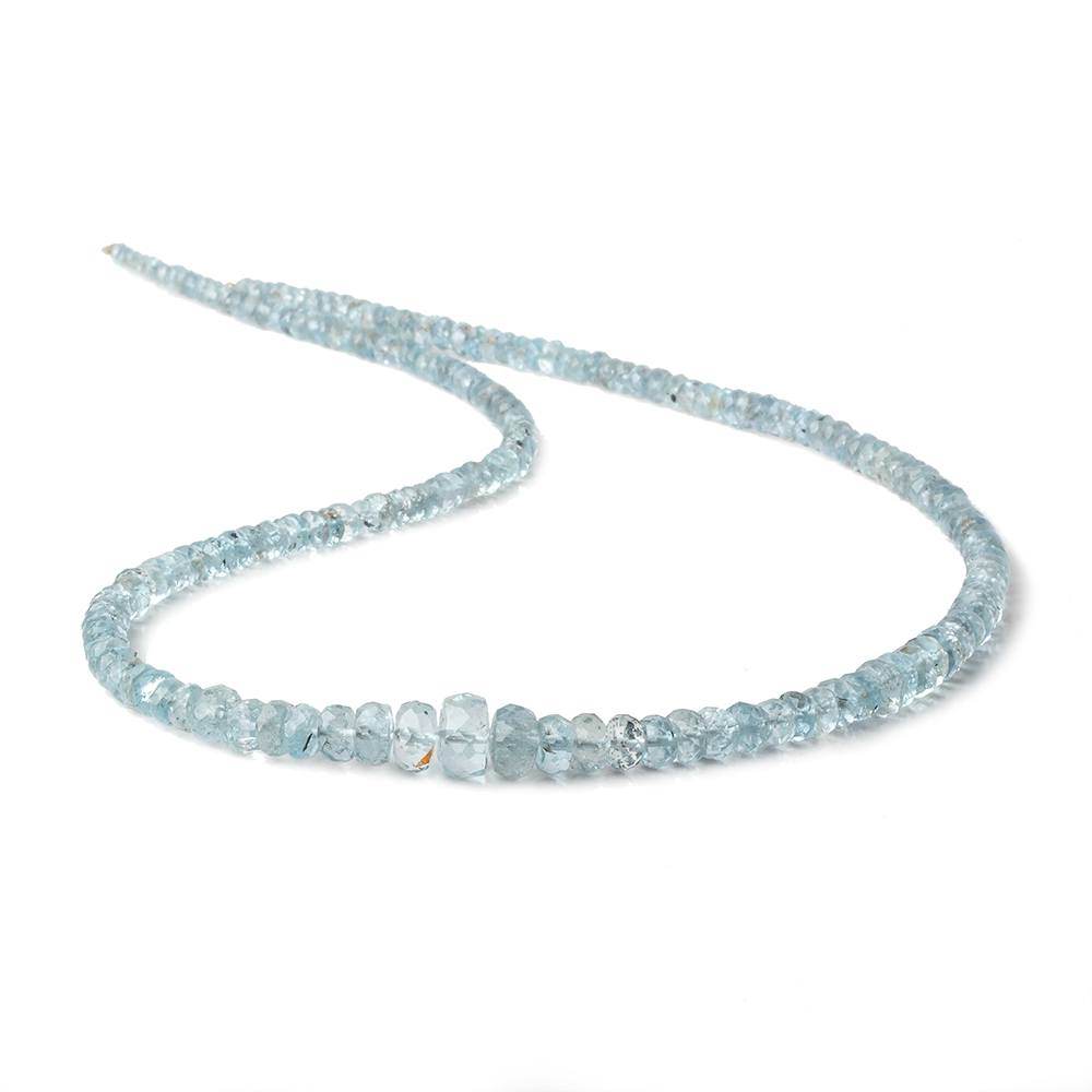 3-5mm Aquamarine faceted rondelle beads 16 inch 160 pieces A - Beadsofcambay.com