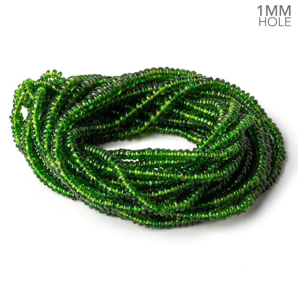 3-5mm Chrome Diopside plain rondelle beads 17 inch 215 pieces 1mm large hole AA - Beadsofcambay.com
