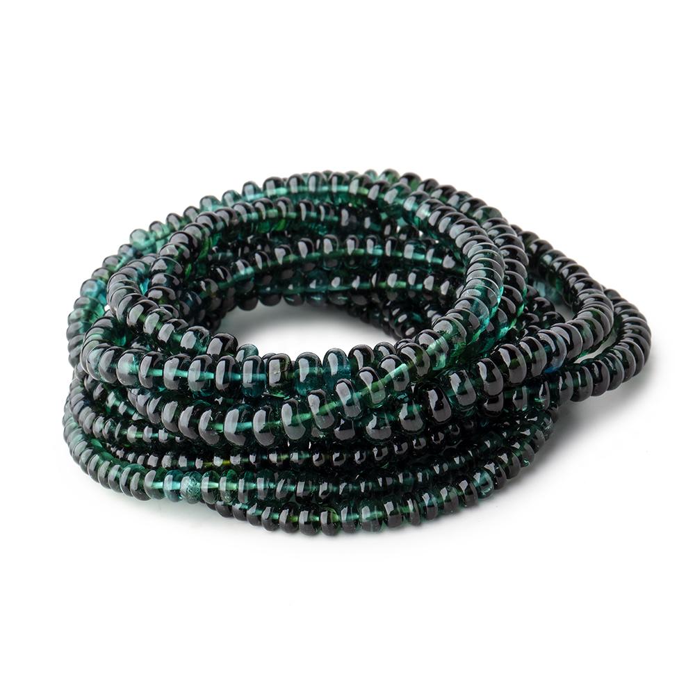 3-5mm Indicolite Blue & Chrome Green Tourmaline Plain Rondelles 18 inch 190 pieces AA - Beadsofcambay.com