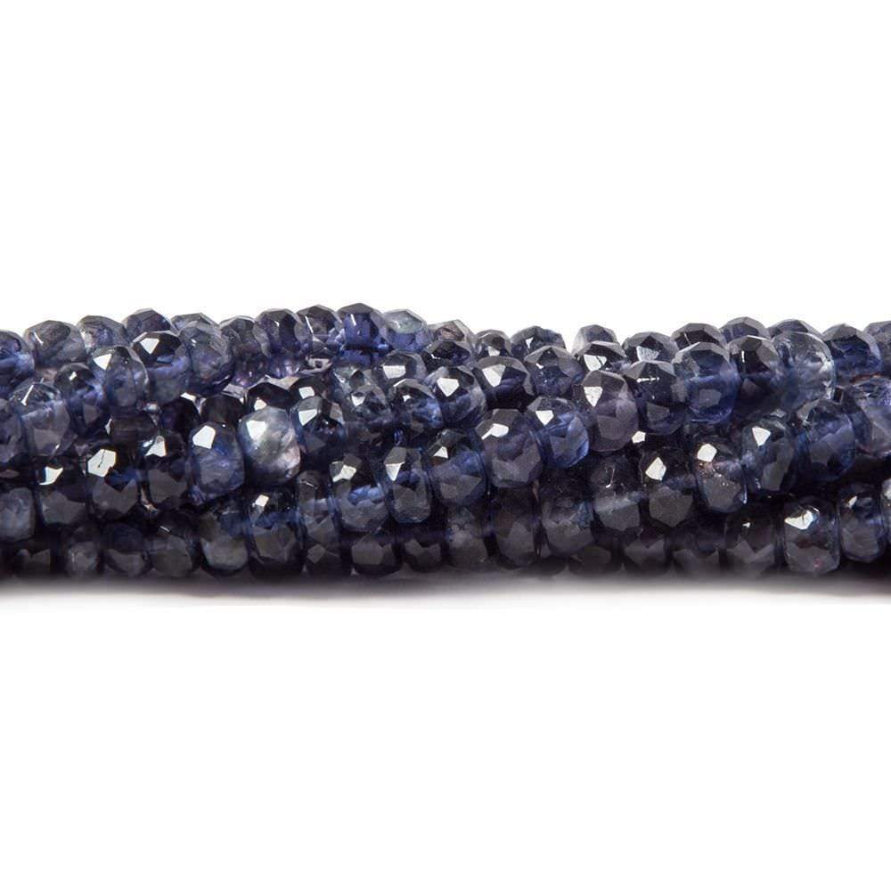3-5mm Iolite Faceted Rondelle Beads 13 inch 130 pieces - Beadsofcambay.com