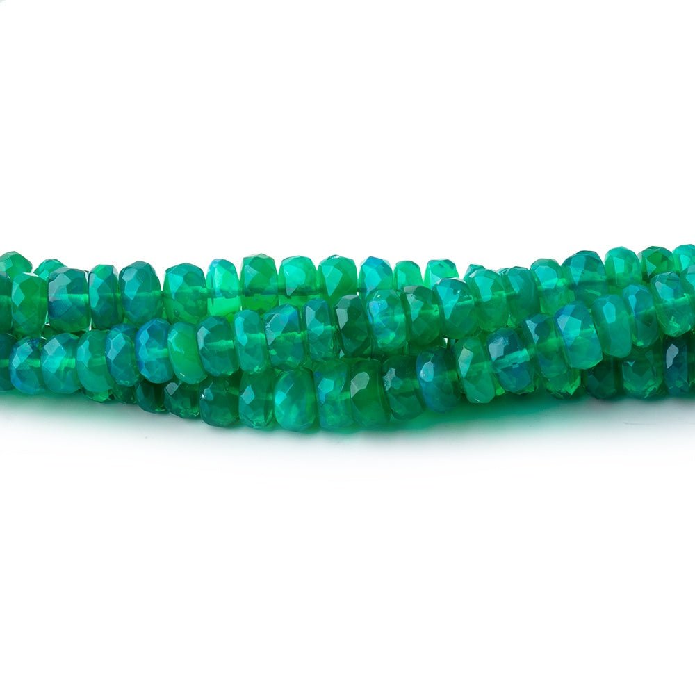 3-5mm Kelly Green Ethiopian Opal Faceted Rondelle Beads 16.5 inch 178 pieces - Beadsofcambay.com
