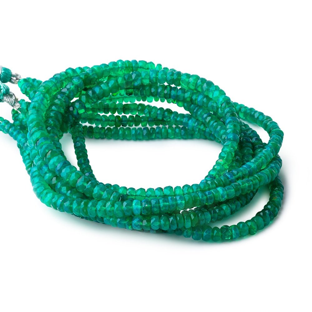 3-5mm Kelly Green Ethiopian Opal Faceted Rondelle Beads 16.5 inch 178 pieces - Beadsofcambay.com