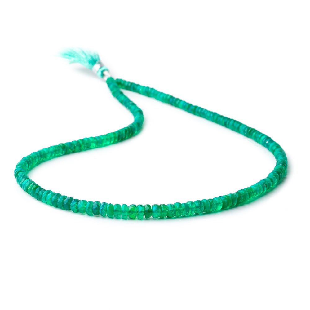 3-5mm Kelly Green Ethiopian Opal Faceted Rondelle Beads 16.5 inch 178 pieces - Beadsofcambay.com
