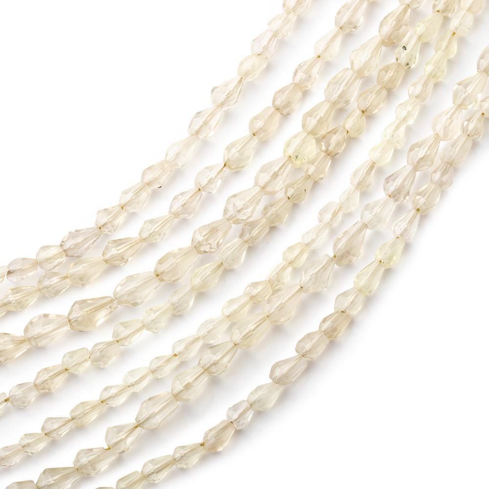 3-5mm Lemon Quartz Straight Drilled Faceted Tear Drop Beads - Lot of 7 Strands - Beadsofcambay.com