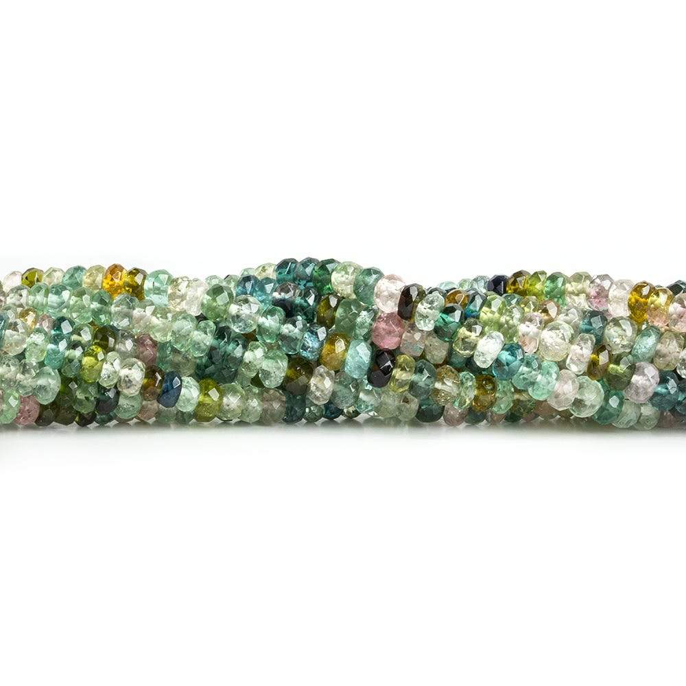 3-5mm Multi Color Tourmaline Faceted Rondelle - Beadsofcambay.com