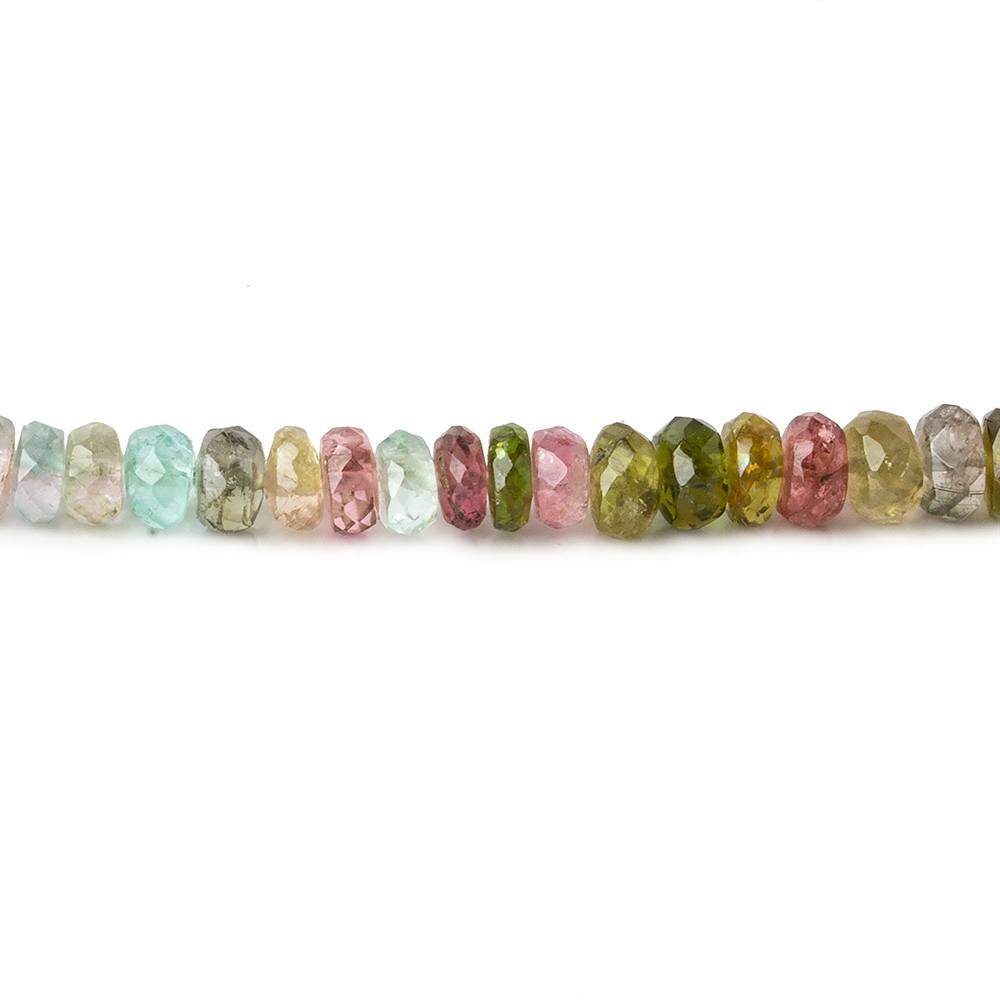 3-5mm Multi Color Tourmaline Faceted Rondelle Beads 16 inch 135 pieces - Beadsofcambay.com