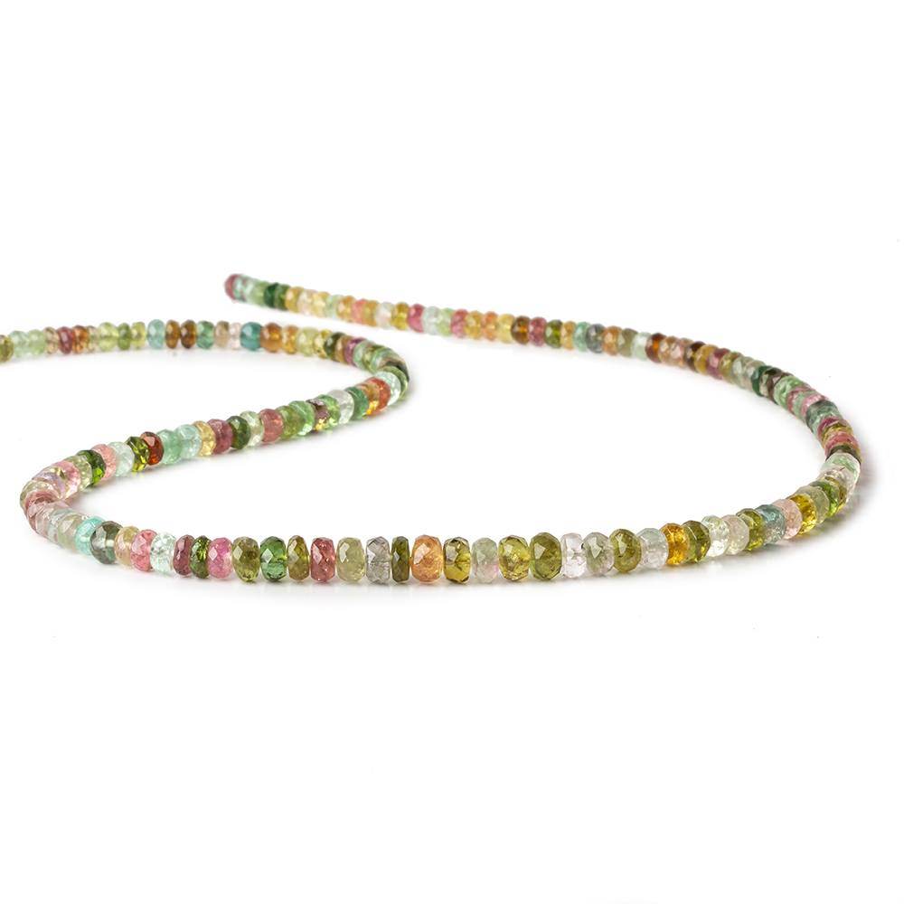 3-5mm Multi Color Tourmaline Faceted Rondelle Beads 16 inch 135 pieces - Beadsofcambay.com