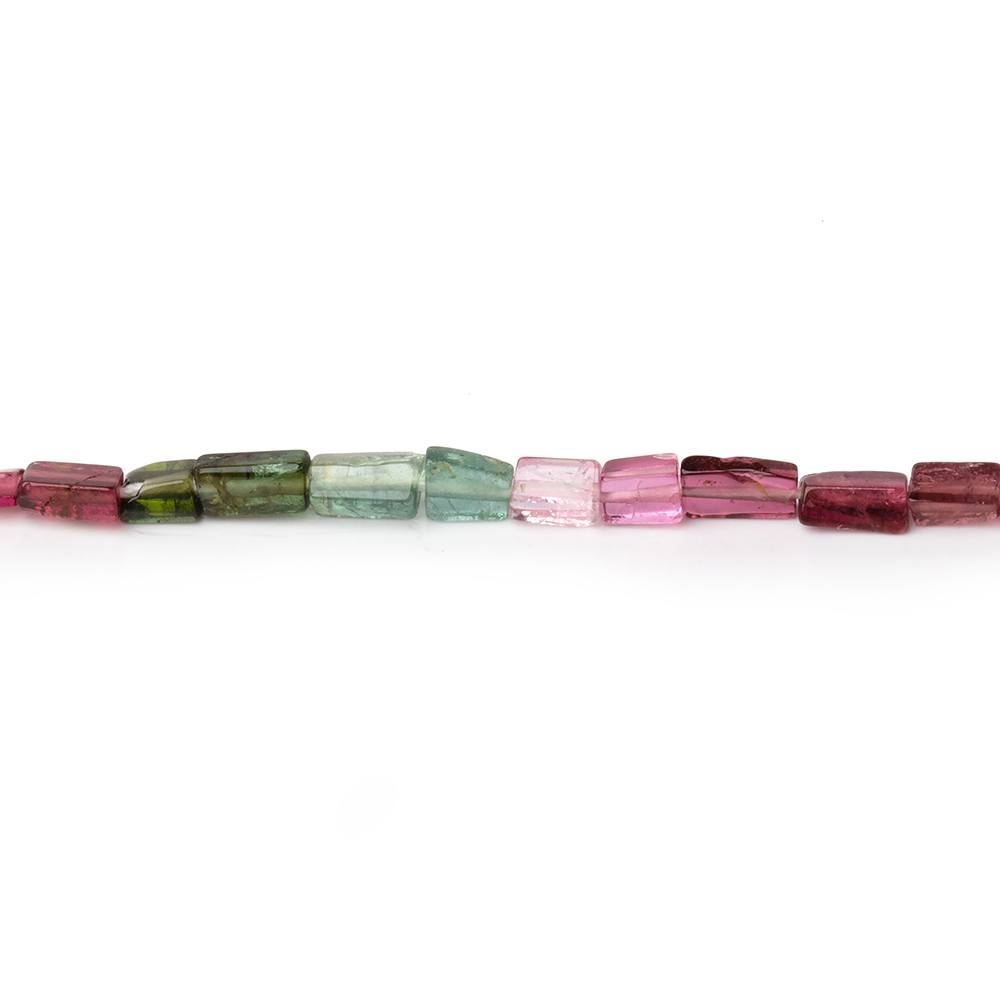 3-5mm Multi Color Tourmaline Plain Rectangle Beads 14 inch 81 pieces - Beadsofcambay.com