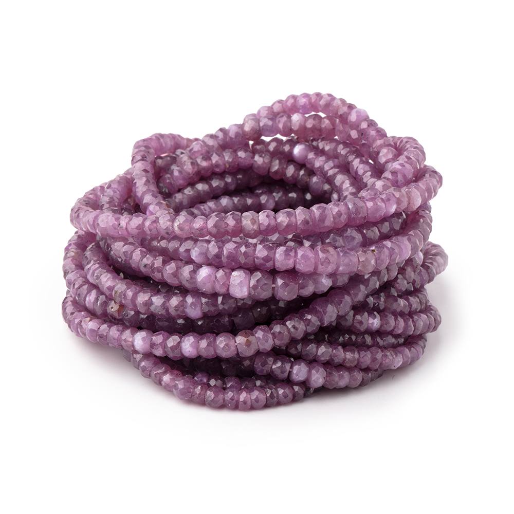 3-5mm Natural Star Ruby Faceted Rondelle Beads 17 inch 172 pieces - Beadsofcambay.com