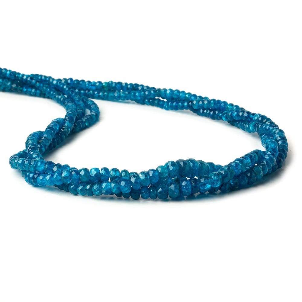 3-5mm Neon Blue Apatite Faceted Rondelle Beads 15.5 inch 156 pieces A - Beadsofcambay.com