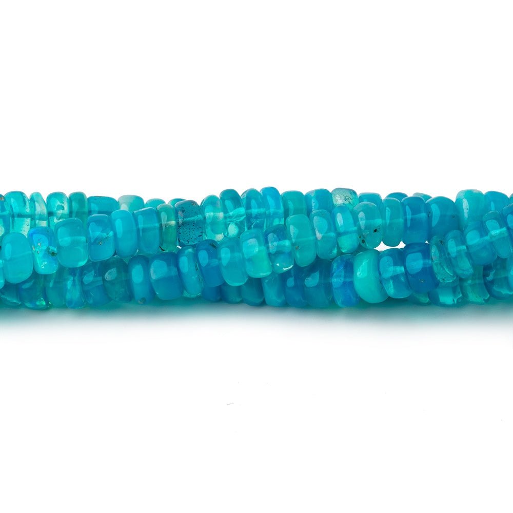 3-5mm Neon Blue Ethiopian Opal Plain Rondelle Beads 16 inch 193 pieces