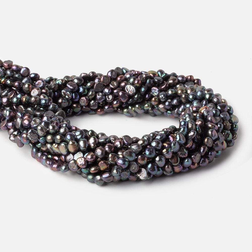 3-5mm Peacock Baroque Side Drilled Freshwater Pearls 16 inch 110 pieces - Beadsofcambay.com