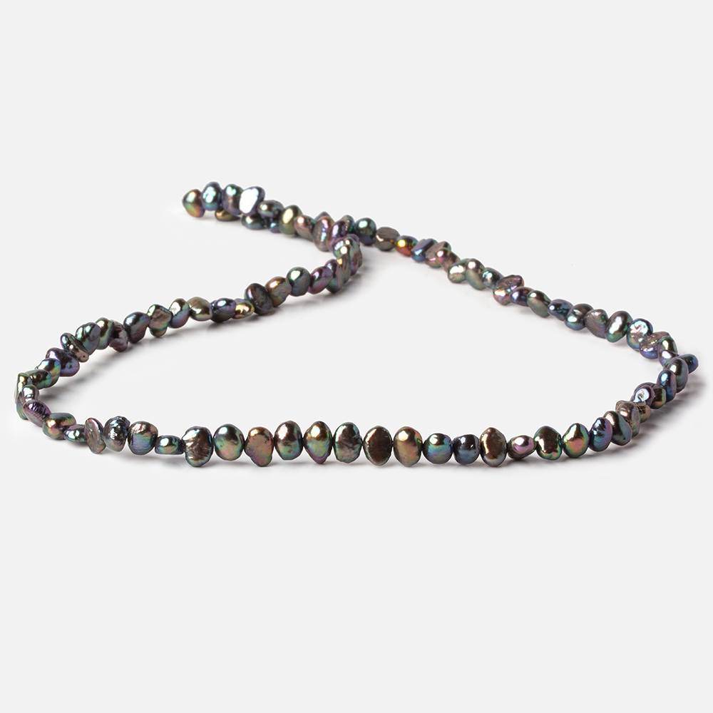3-5mm Peacock Baroque Side Drilled Freshwater Pearls 16 inch 110 pieces - Beadsofcambay.com