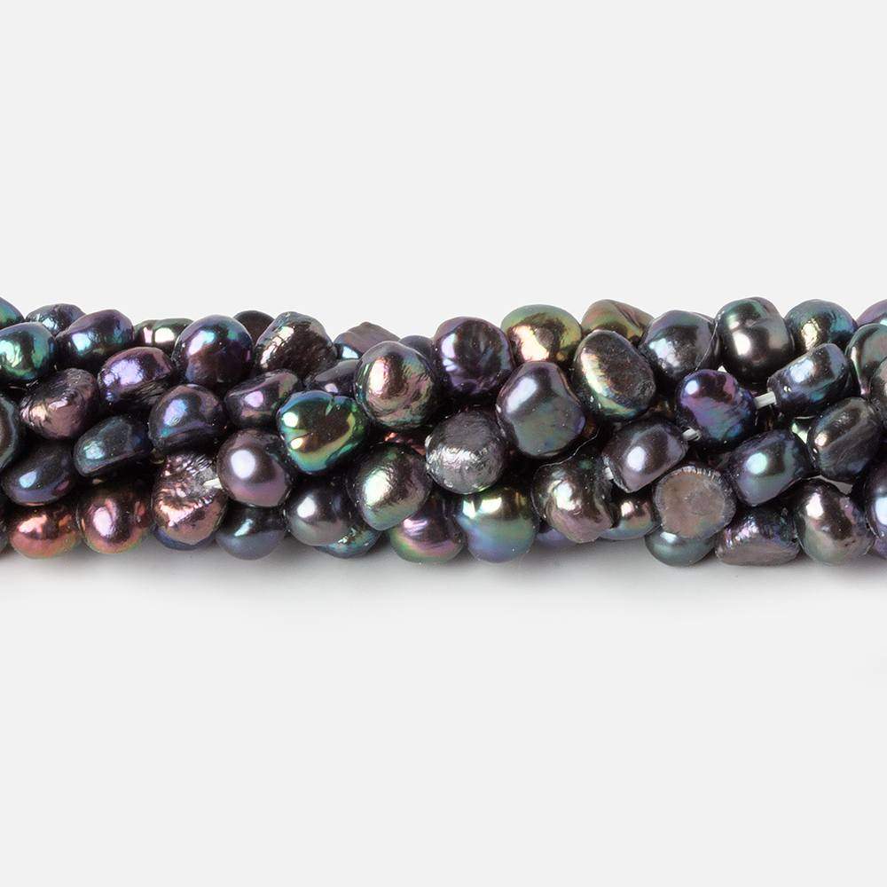 3-5mm Peacock Baroque Side Drilled Freshwater Pearls 16 inch 110 pieces - Beadsofcambay.com