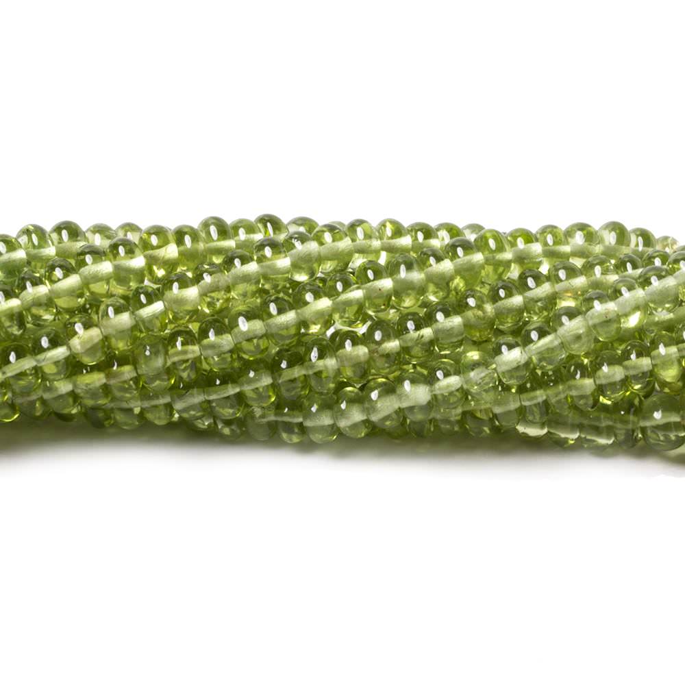 3-5mm Peridot Beads Plain Rondelle 13.5 inch 148 pieces - Beadsofcambay.com