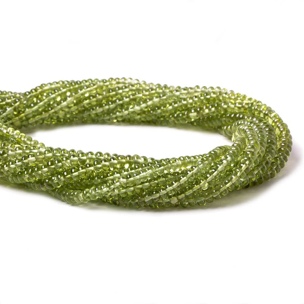 3-5mm Peridot Beads Plain Rondelle 13.5 inch 148 pieces - Beadsofcambay.com