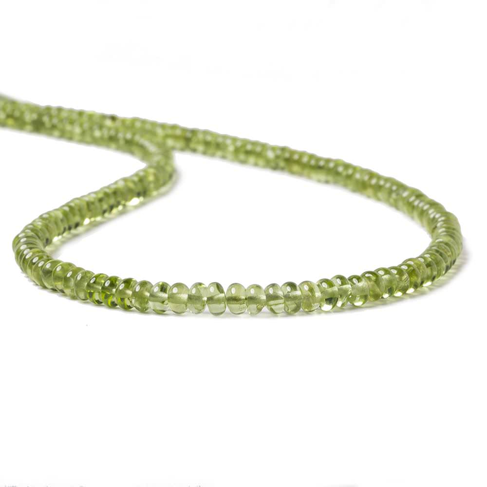 3-5mm Peridot Beads Plain Rondelle 13.5 inch 148 pieces - Beadsofcambay.com