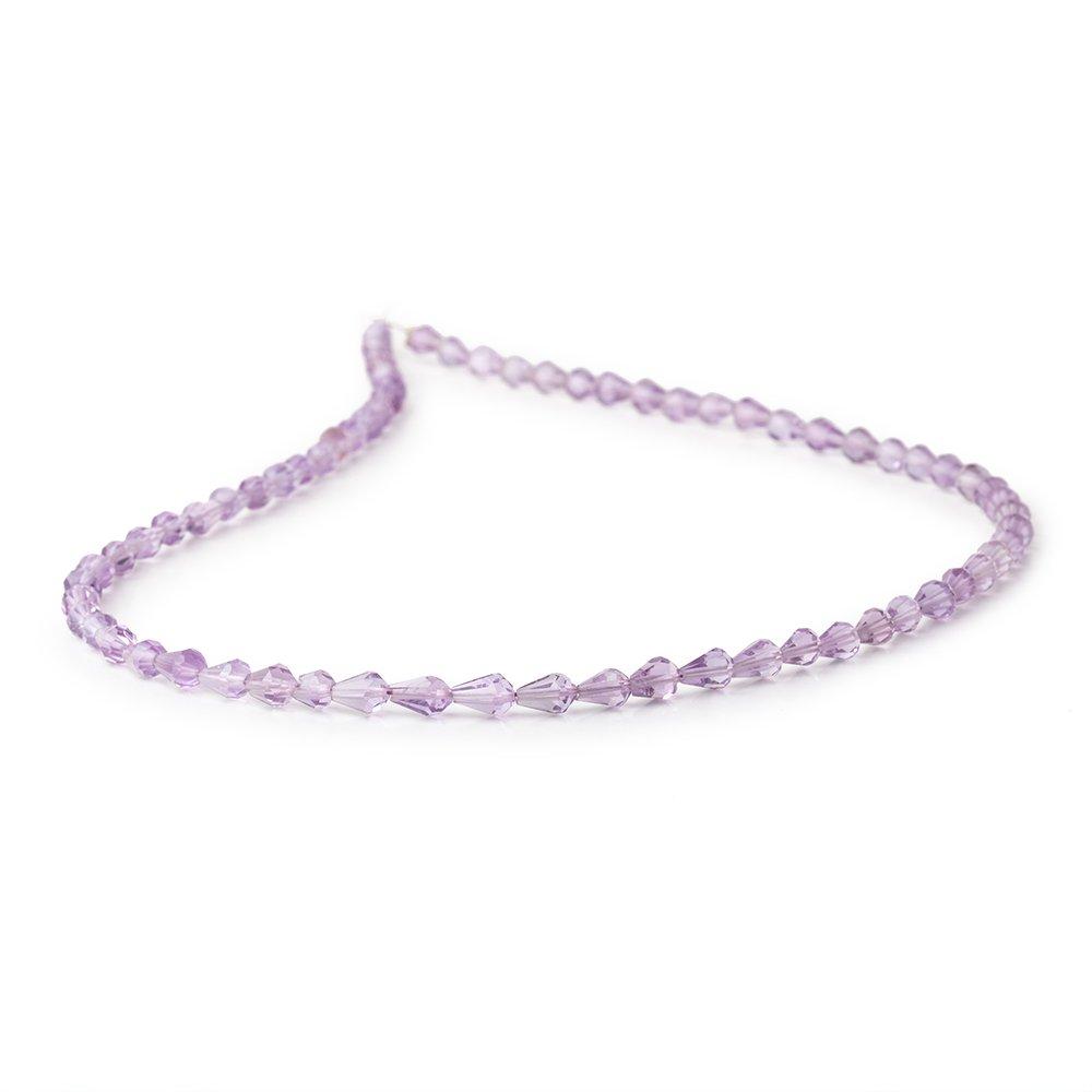 3-5mm Pink Amethyst Straight Drilled Faceted Tear Drop Beads 14.5 inch 58 pieces - Beadsofcambay.com