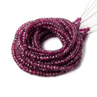 3-5mm Rubelite Faceted Rondelle Beads 16 inch 202 pcs - Beadsofcambay.com