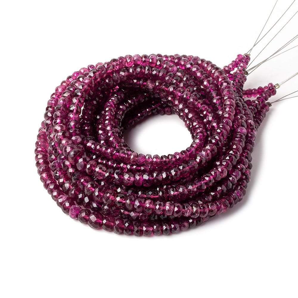 3-5mm Rubelite Faceted Rondelle Beads 16 inch 202 pcs - Beadsofcambay.com