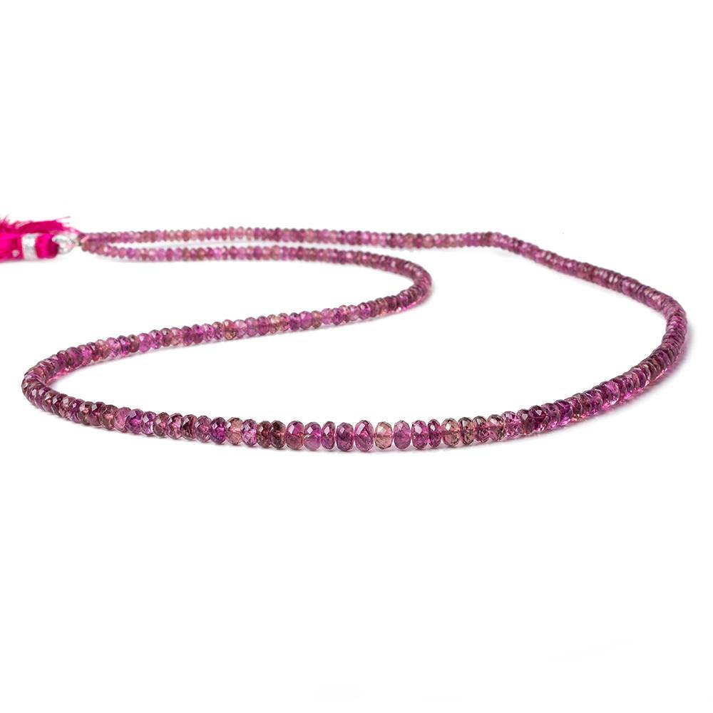 3-5mm Rubelite Tourmaline Faceted Rondelle Beads 20 inch 190 pcs AA Grade - Beadsofcambay.com