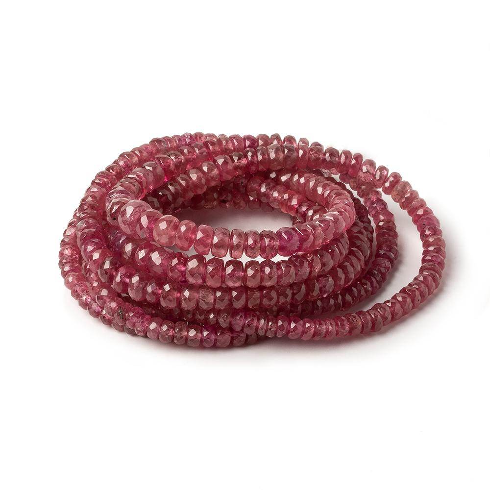 3-5mm Ruby faceted rondelle Beads 16 inch 177 pieces - Beadsofcambay.com