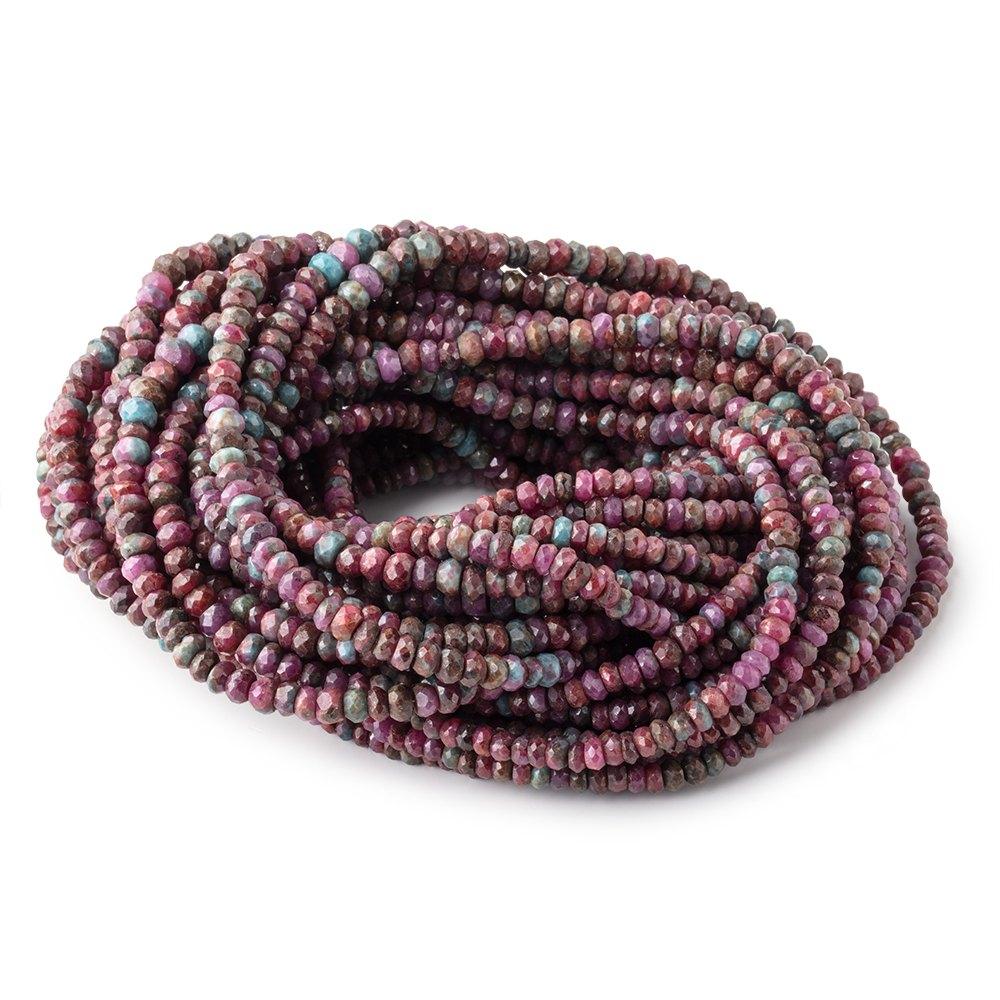 3-5mm Ruby in Zoisite Faceted Rondelle Beads 17 inch 190 pieces - Beadsofcambay.com