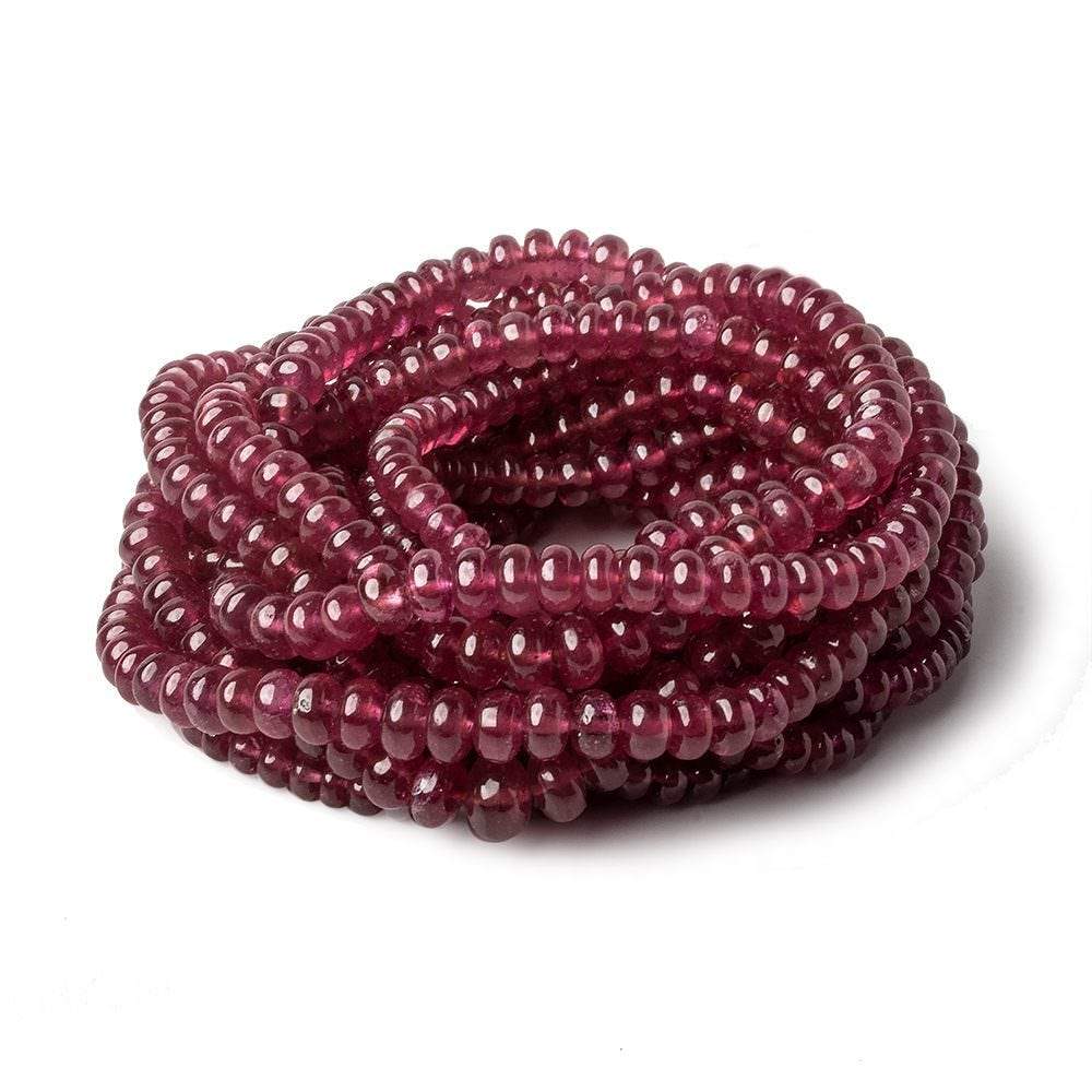 3-5mm Ruby Plain Rondelles 16 inch 159 beads - Beadsofcambay.com