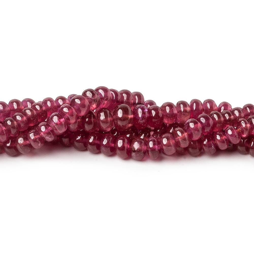 3-5mm Ruby Plain Rondelles 16 inch 159 beads - Beadsofcambay.com