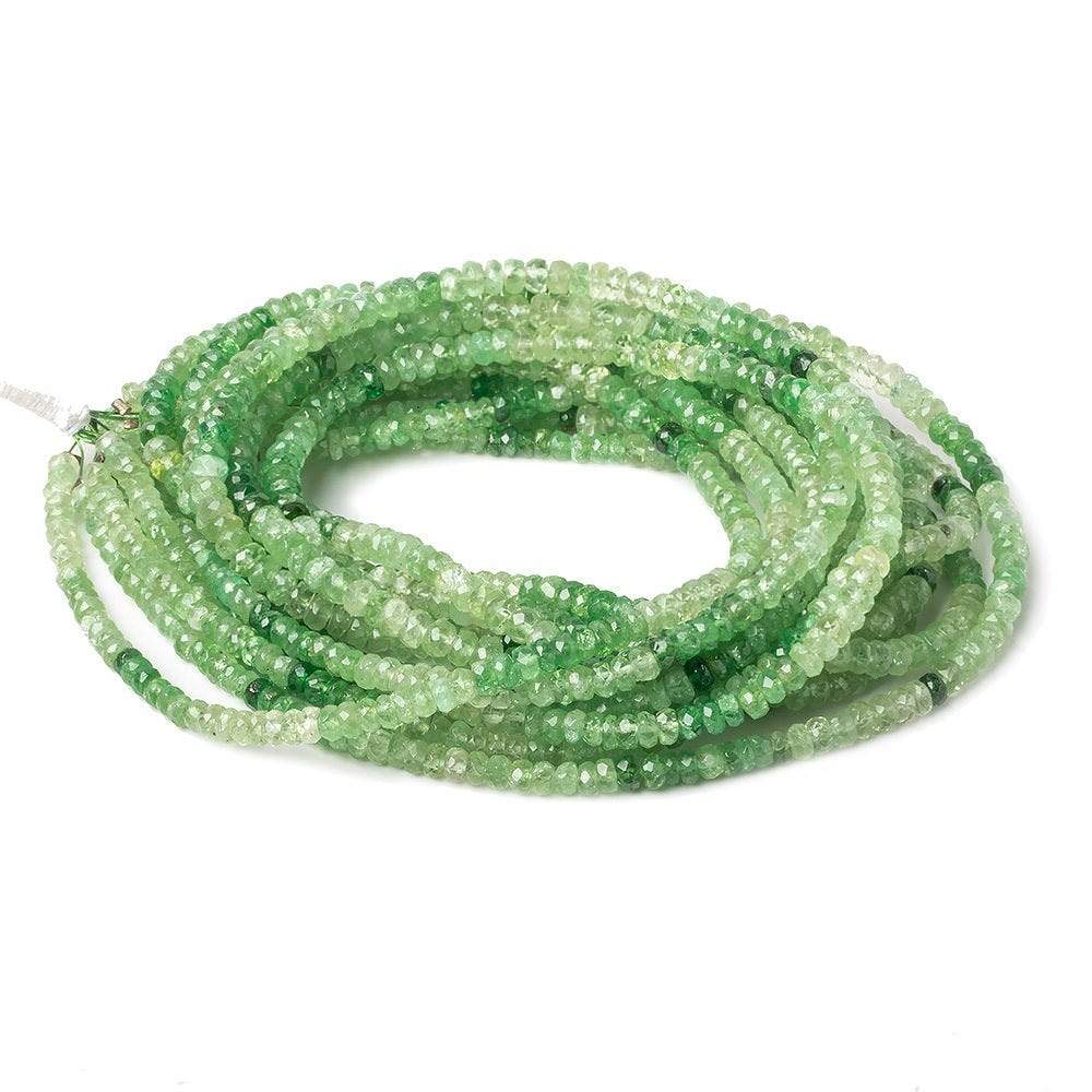 3-5mm Shaded Tsavorite Garnet faceted rondelle beads 16 inch 200 beads - Beadsofcambay.com