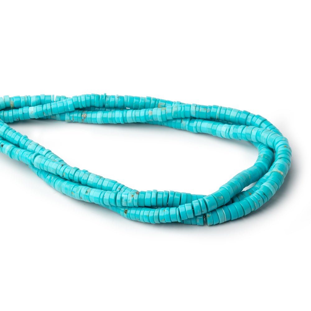 3-5mm Sleeping Beauty Turquoise Plain Heshi Beads 18 inch 287 pieces - Beadsofcambay.com