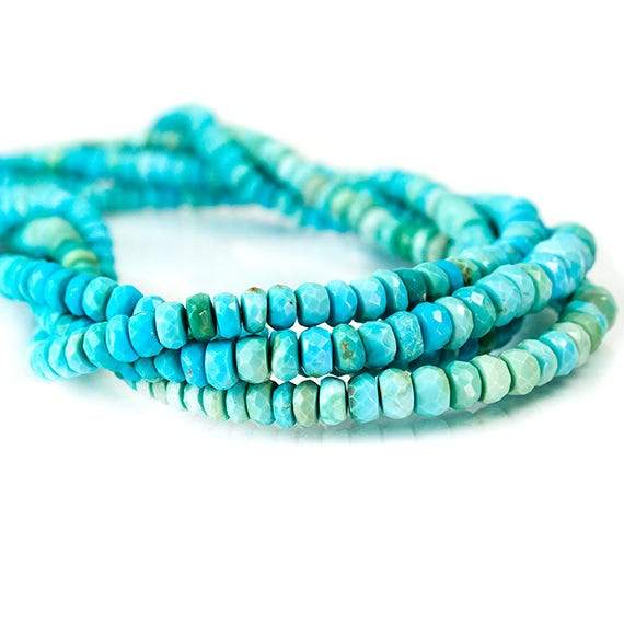 3-5mm Turquoise Faceted Rondelle Beads 13 inch 130 pieces - Beadsofcambay.com