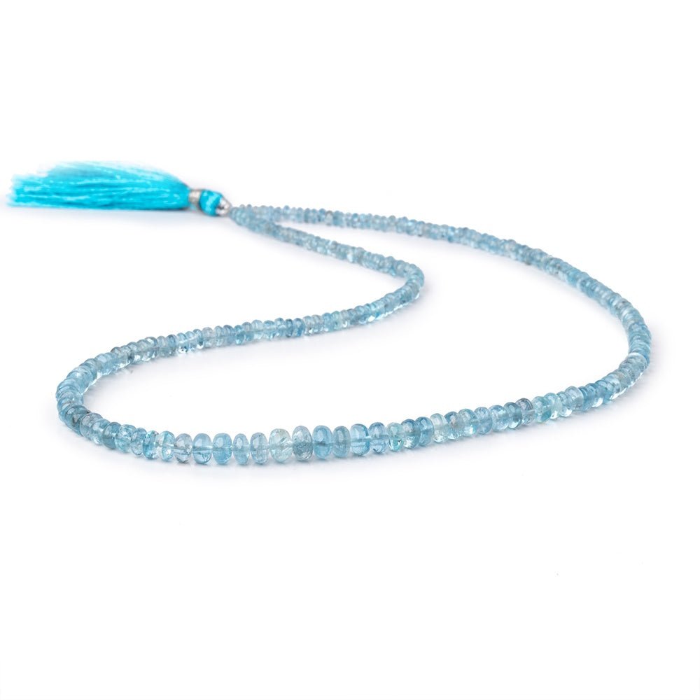 3-6.5mm Aquamarine Plain Rondelles 18 inch 206 Beads AA - Beadsofcambay.com