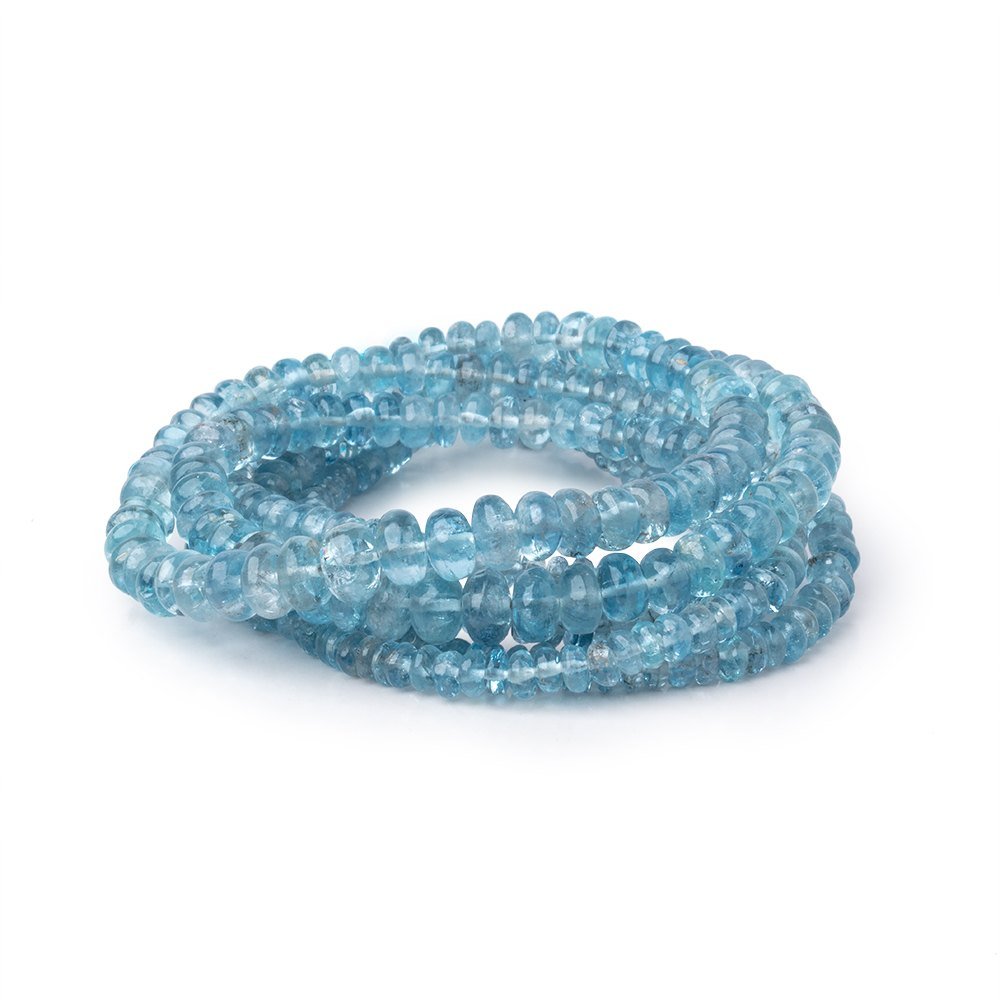 3-6.5mm Aquamarine Plain Rondelles 18 inch 206 Beads AA - Beadsofcambay.com