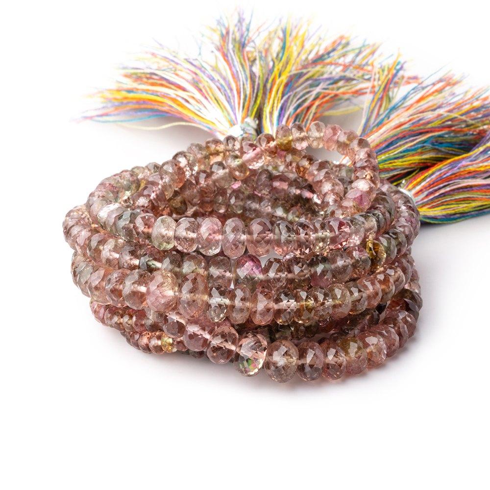 3-6.5mm Multi Color Tourmaline Faceted Rondelle Beads 15 inch 154 pieces - Beadsofcambay.com