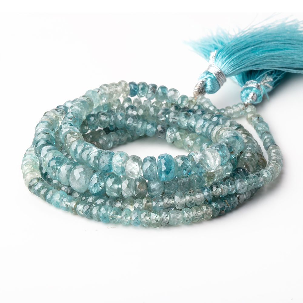 3-6.5mm Shaded Blue Zircon Faceted Rondelle Beads 18 inch 185 pieces - Beadsofcambay.com