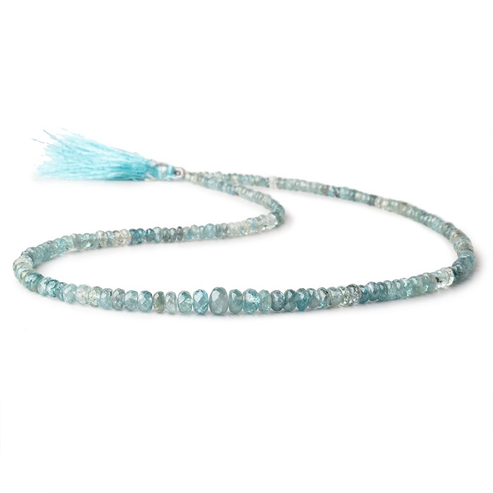 3-6.5mm Shaded Blue Zircon Faceted Rondelle Beads 18 inch 185 pieces - Beadsofcambay.com