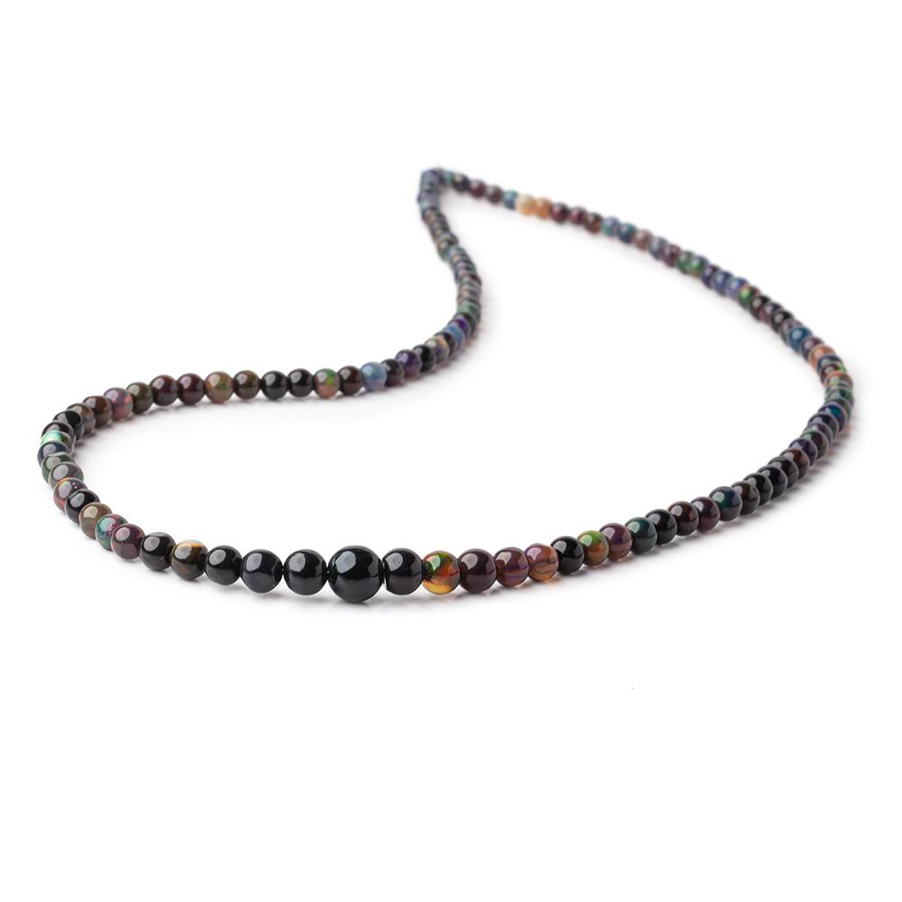 3-6mm Black Ethiopian Wollo Opal Plain Round Beads 18 inch 106 pieces - Beadsofcambay.com