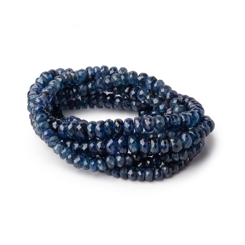 3-6mm Blue Sapphire Faceted Rondelle Beads 16 inch 151 pieces - Beadsofcambay.com