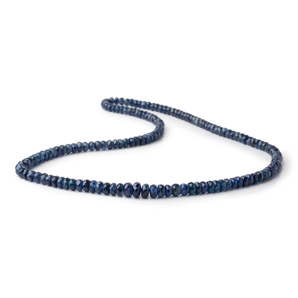 3-6mm Blue Sapphire Faceted Rondelle Beads 16 inch 151 pieces - Beadsofcambay.com