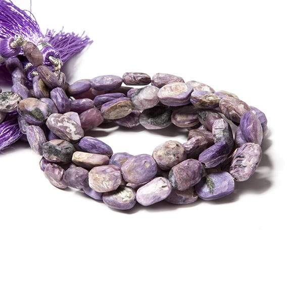 3-6mm Frosted Charoite plain oval beads 7.75 inch 21 pieces - Beadsofcambay.com