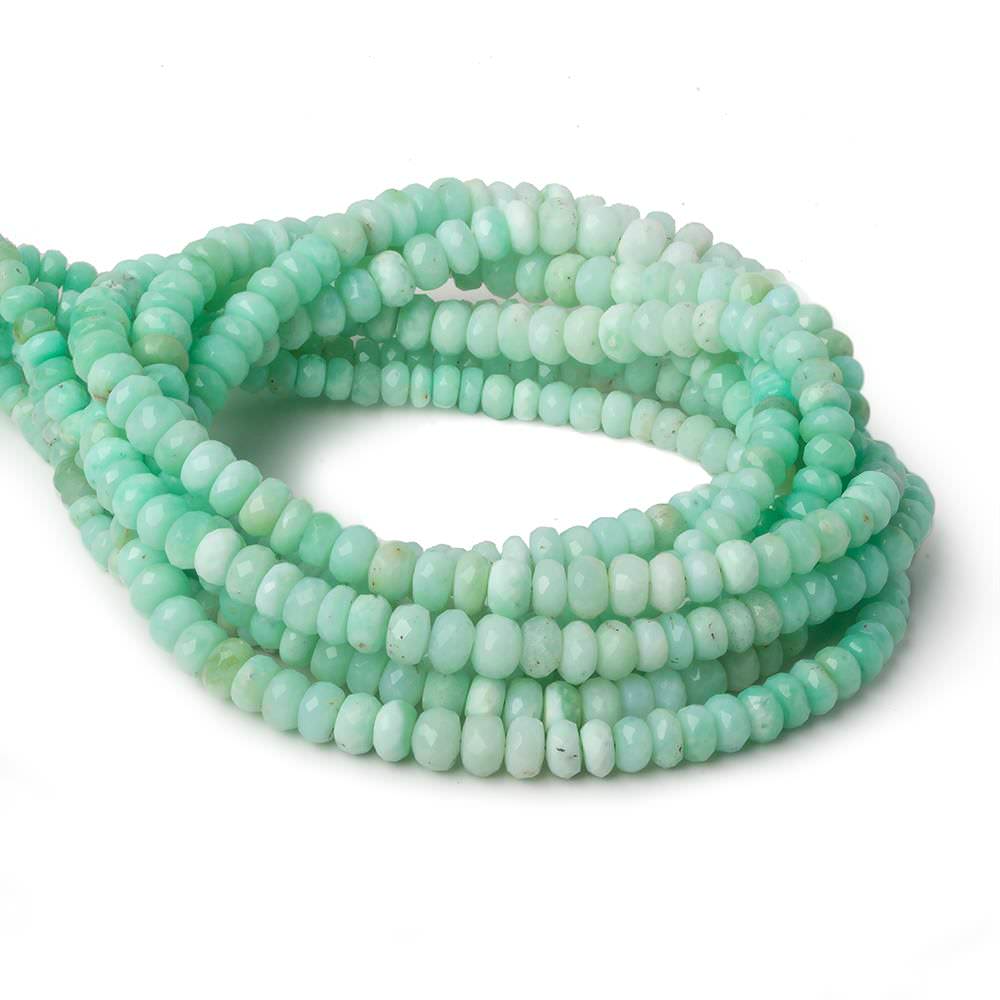 3-6mm Green Tanzanian Opal faceted rondelles 18 inch 144 beads AA - Beadsofcambay.com