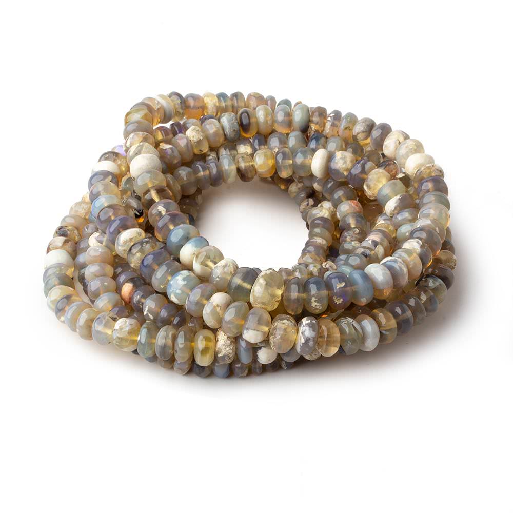 3-6mm Multi Brown Australian Opal plain rondelles 18 inch 165 beads - Beadsofcambay.com