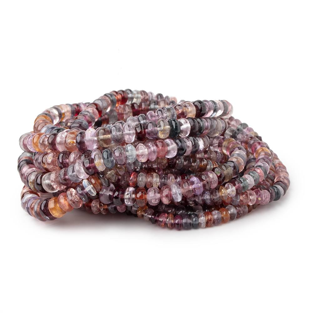 3-6mm Multi Color Spinel Plain Rondelle Beads 18 inch 193 pieces - Beadsofcambay.com