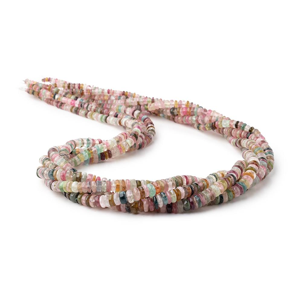 3-6mm Multi Color Tourmaline Plain Heshi Beads 18 inch 240 pieces - Beadsofcambay.com